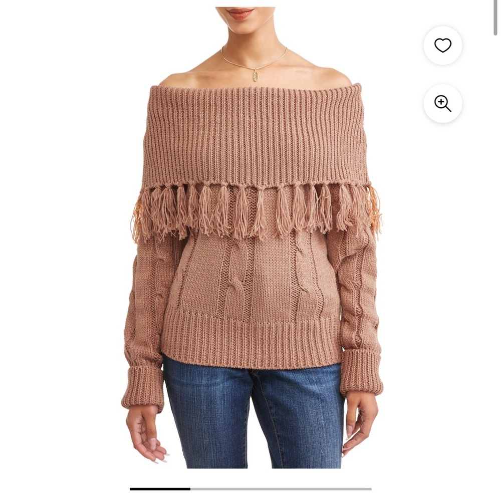NWT Lucca Couture Noelle Tassel Cable Knit Sweater Medium
